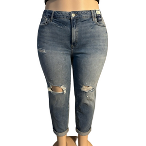 Old Navy Women's Light Blue Distressed Skinny Jeans High Rise Straight Sz 22